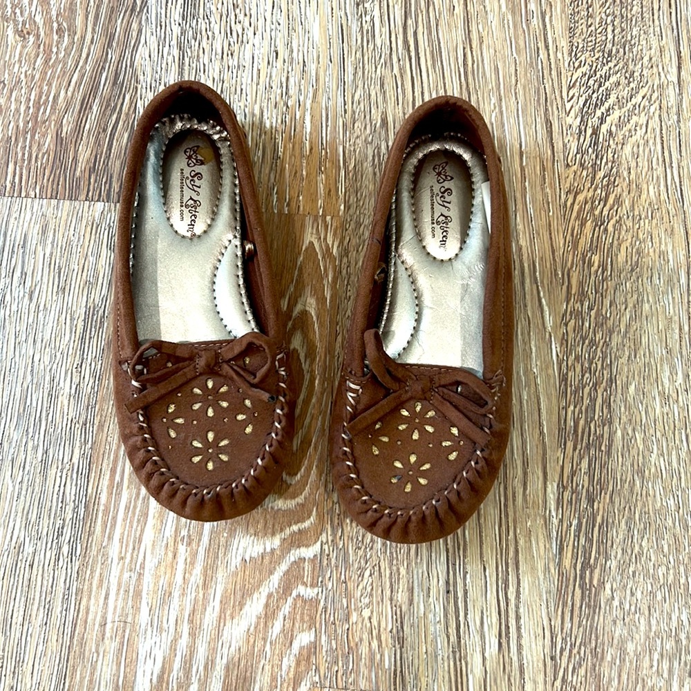 Self Esteem Girls brown suede moccasins slip ons size 11
